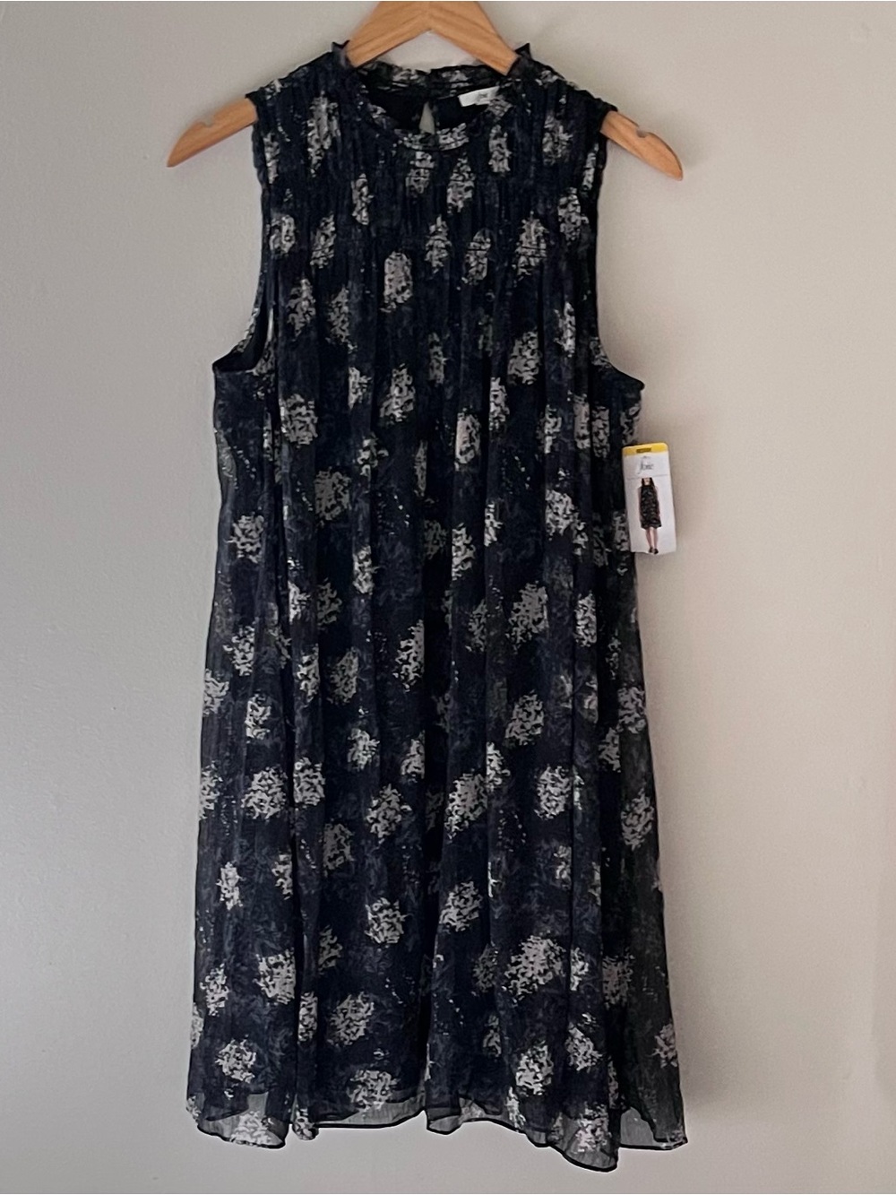 Joie Baltic Print Sleeveless Sheer Lined Mini Shift Dress Size M